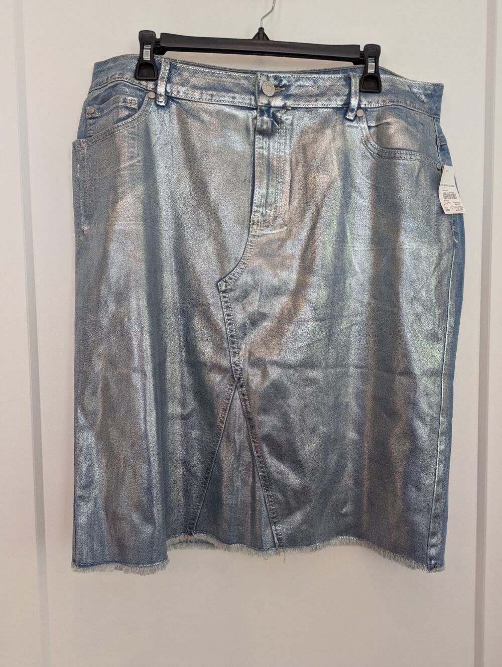 EST. 1946 Denim Women 16W Short Jean Skirt Metallic Clubwear Western Streetwear